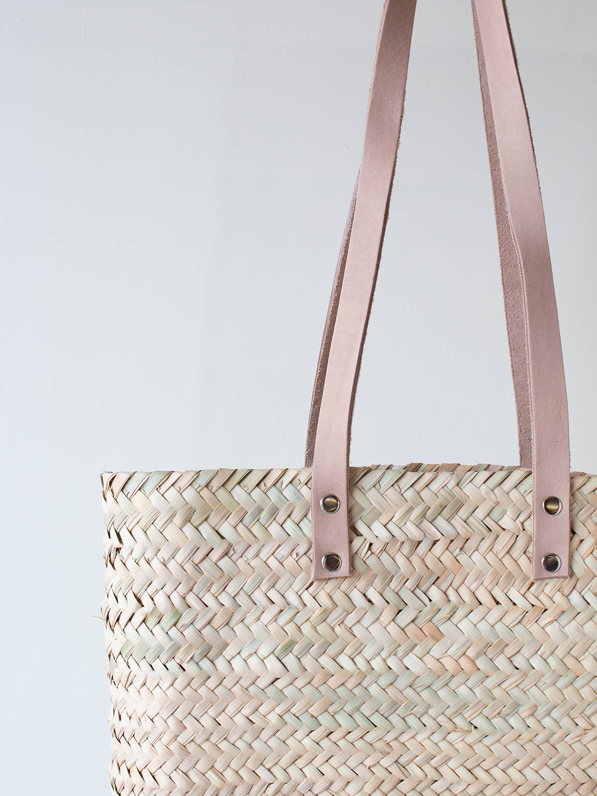 Woven Tote Bag With Leather Handles