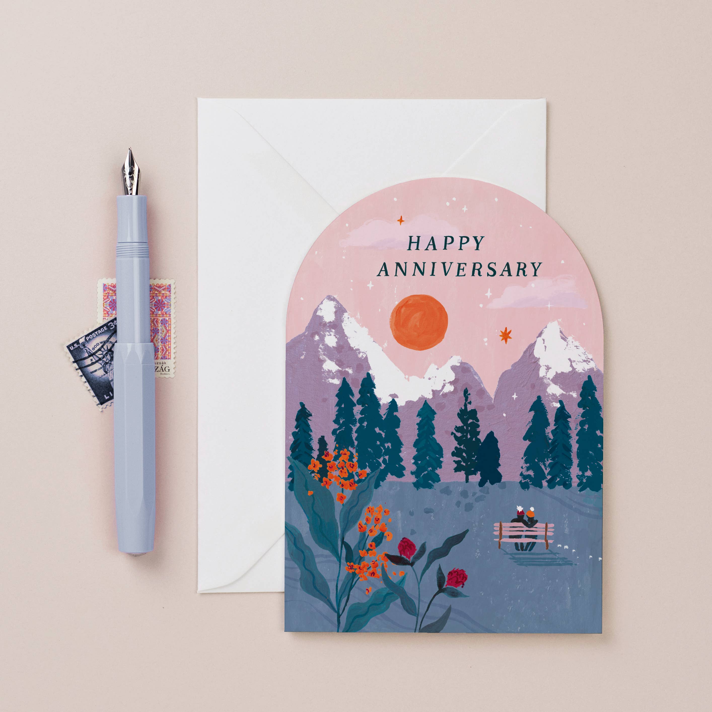 "Happy Anniversary" Scenic Sunset Greeting Card