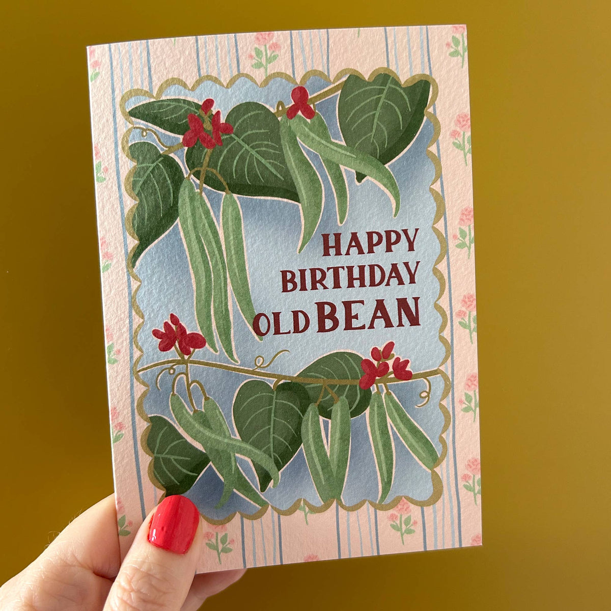 "Happy Birthday Old Bean" Runner Bean Birthday Card