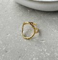 Textured Large Circle Adjustable Ring - PVD Gold Plated