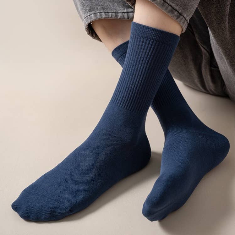 Men’s Navy Cotton Crew Socks