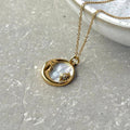 Moon and Star Pearlescent Necklace - PVD Gold Plated