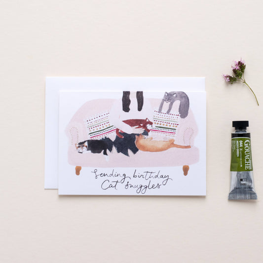 Cat Snuggles Birthday Card