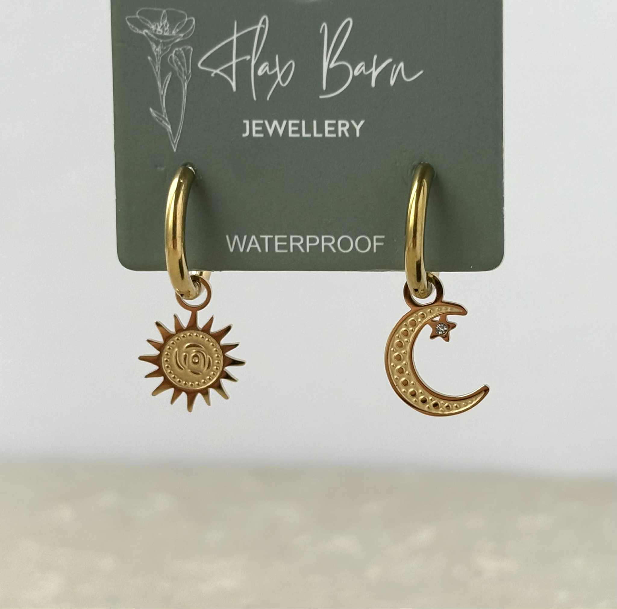 Sun and Moon Huggie Earrings - PVD Gold Plated