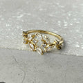White Zirconia Vine Adjustable Ring - PVD Gold Plated