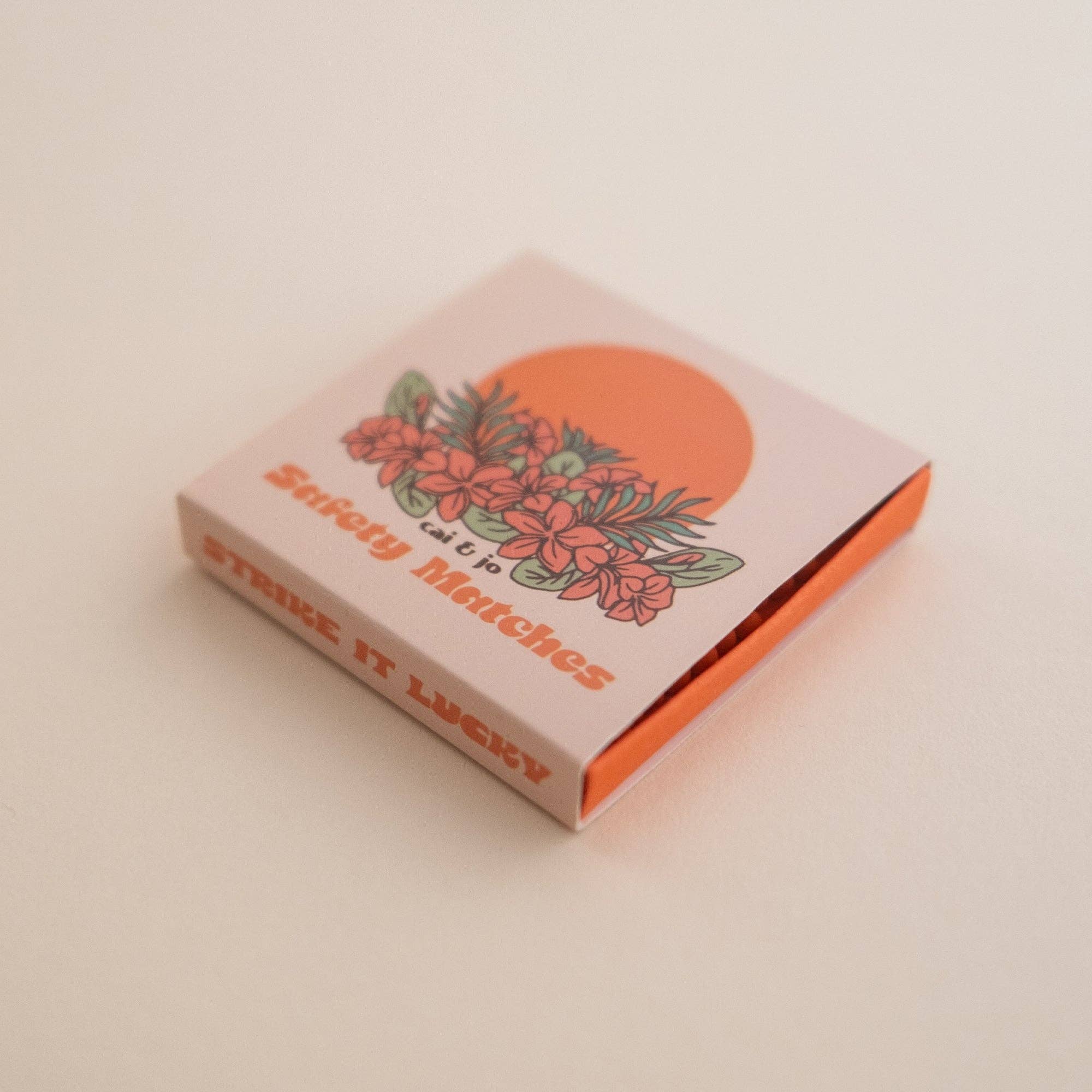 Mini Orange Sun & Tropical Florals Matchbox
