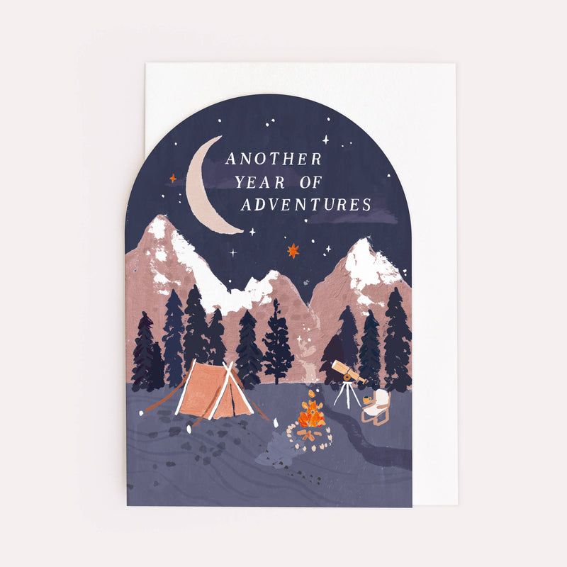 Another Year Of Adventures Wild Camping in Mountains Arch Birthday Greeting Card