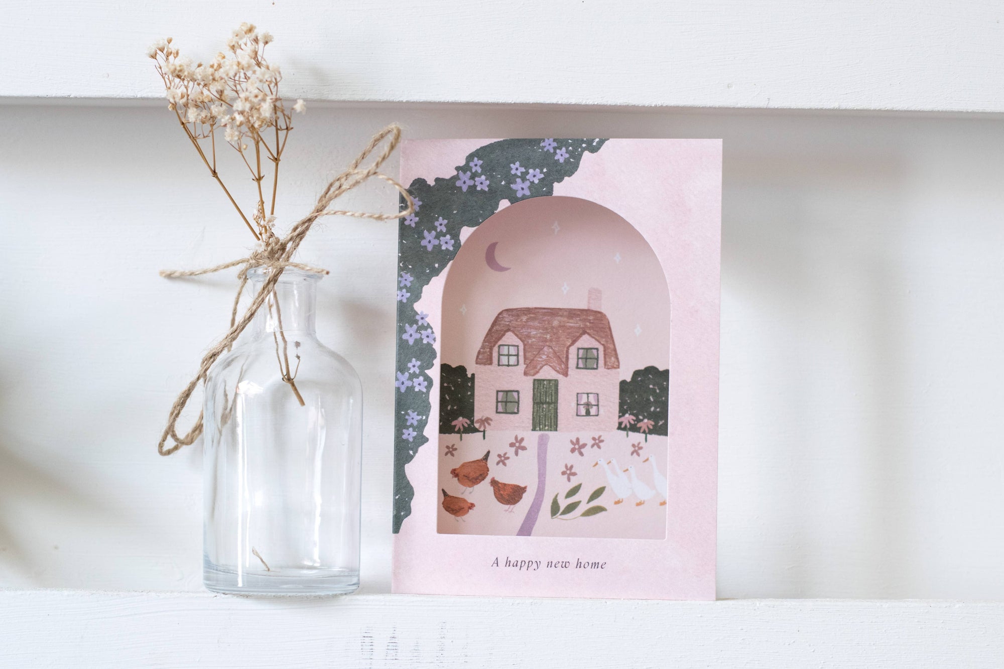 Arch Cut Out Country Cottage Happy New Home Greeting Cards