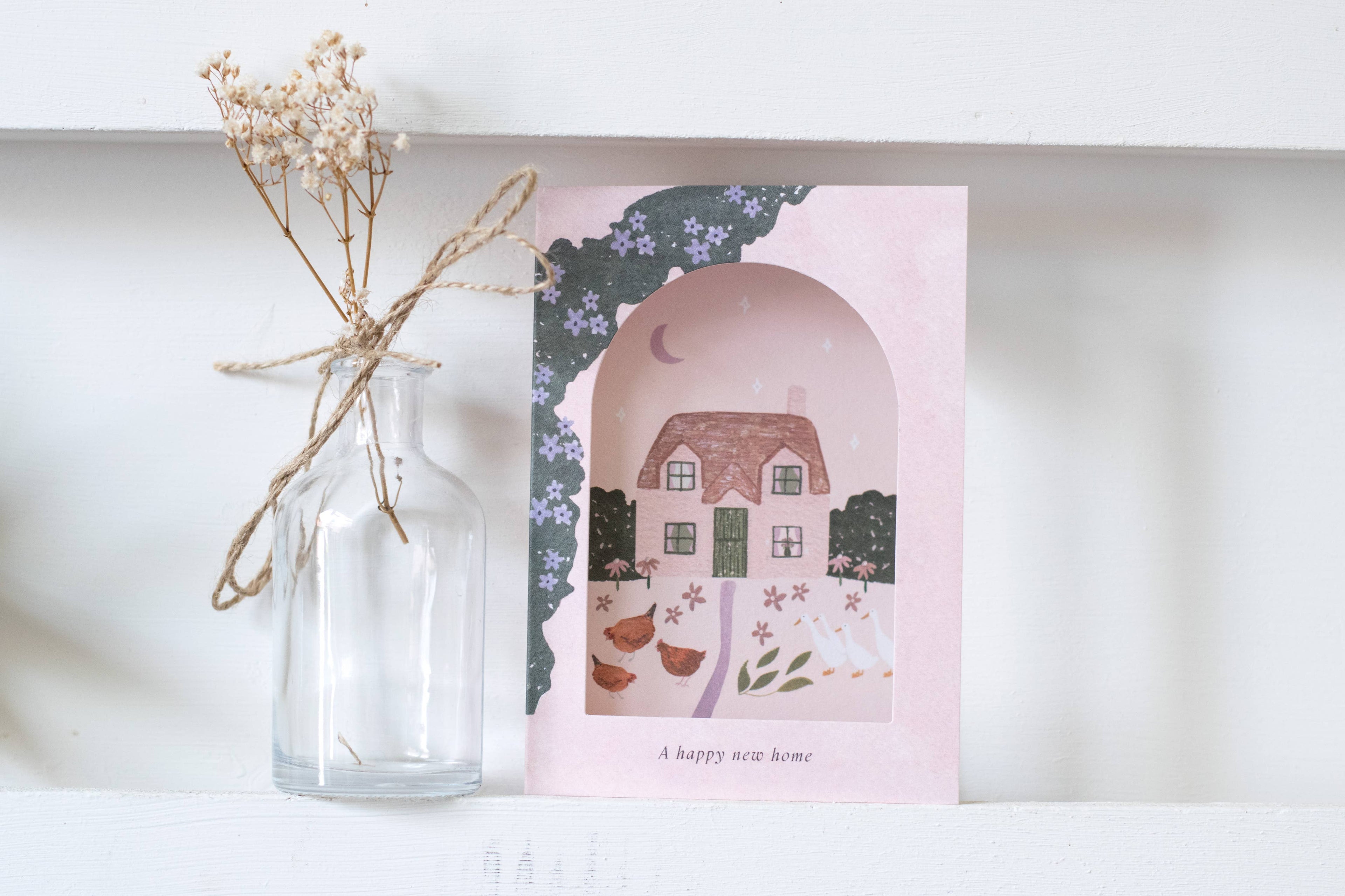 Arch Cut Out Country Cottage Happy New Home Greeting Cards