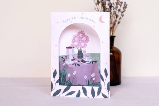 Arch Cut Out Picnic Table Wholesome Birthday Greeting Card