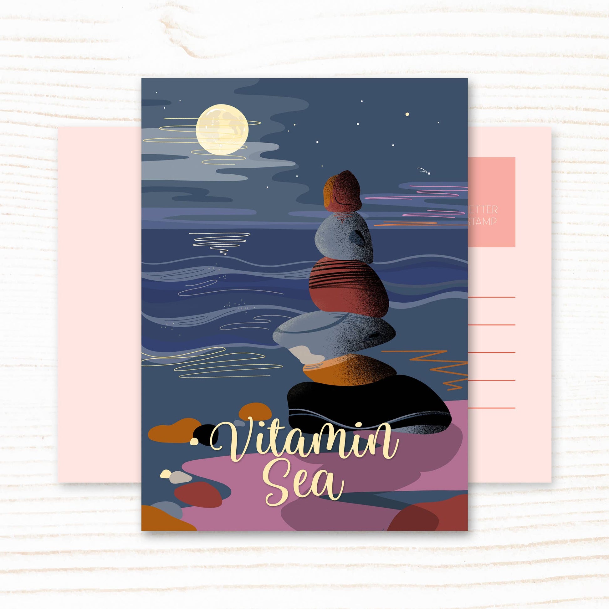 Beach Pebble Stack Vitamin Sea Postcard