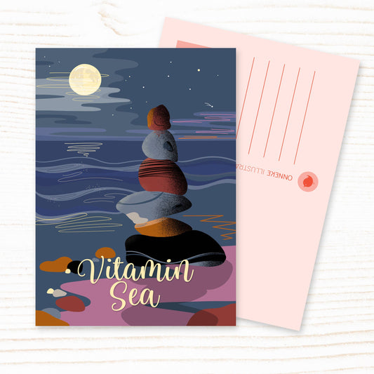 Beach Pebble Stack Vitamin Sea Postcard