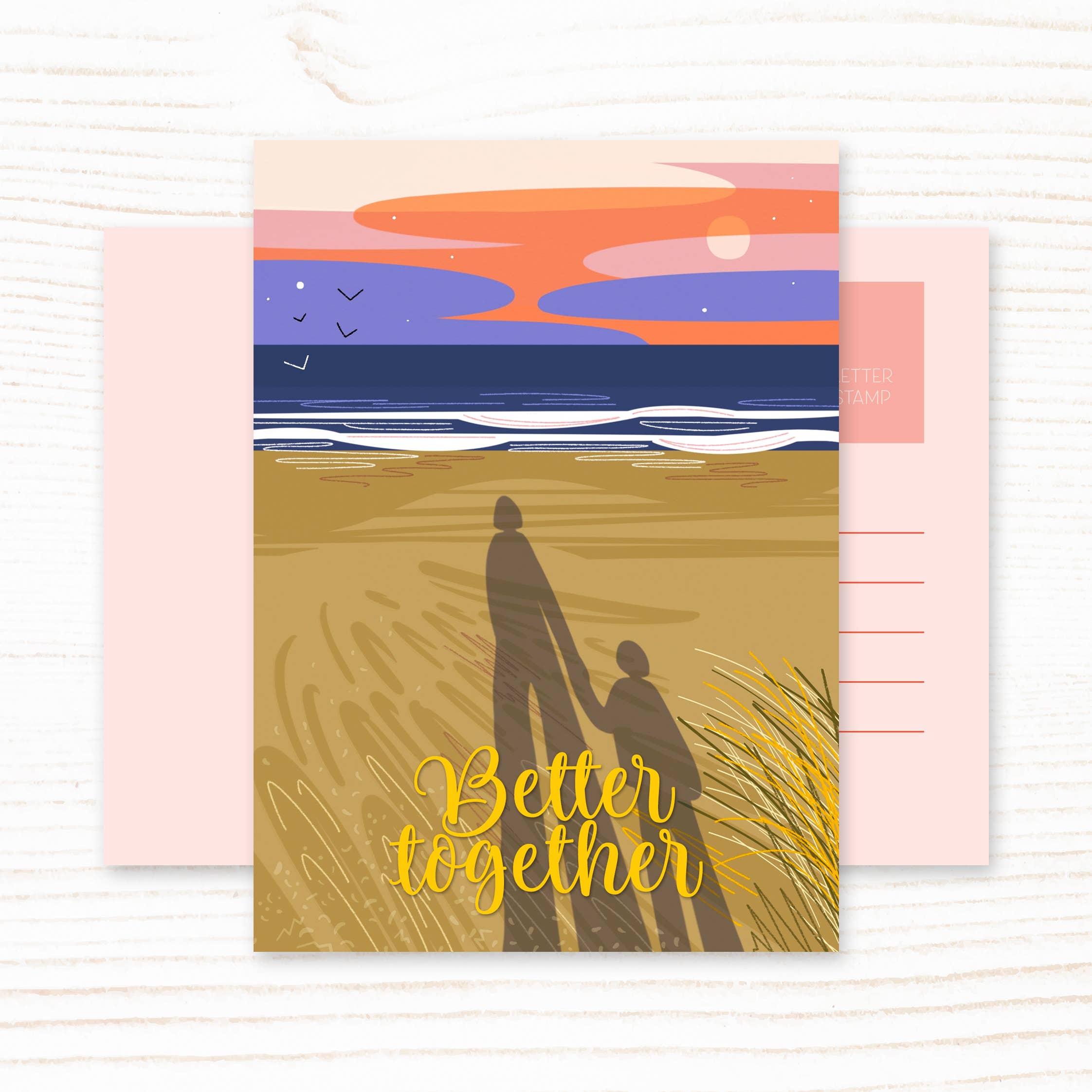 Beach Shadow Better Together Postcard