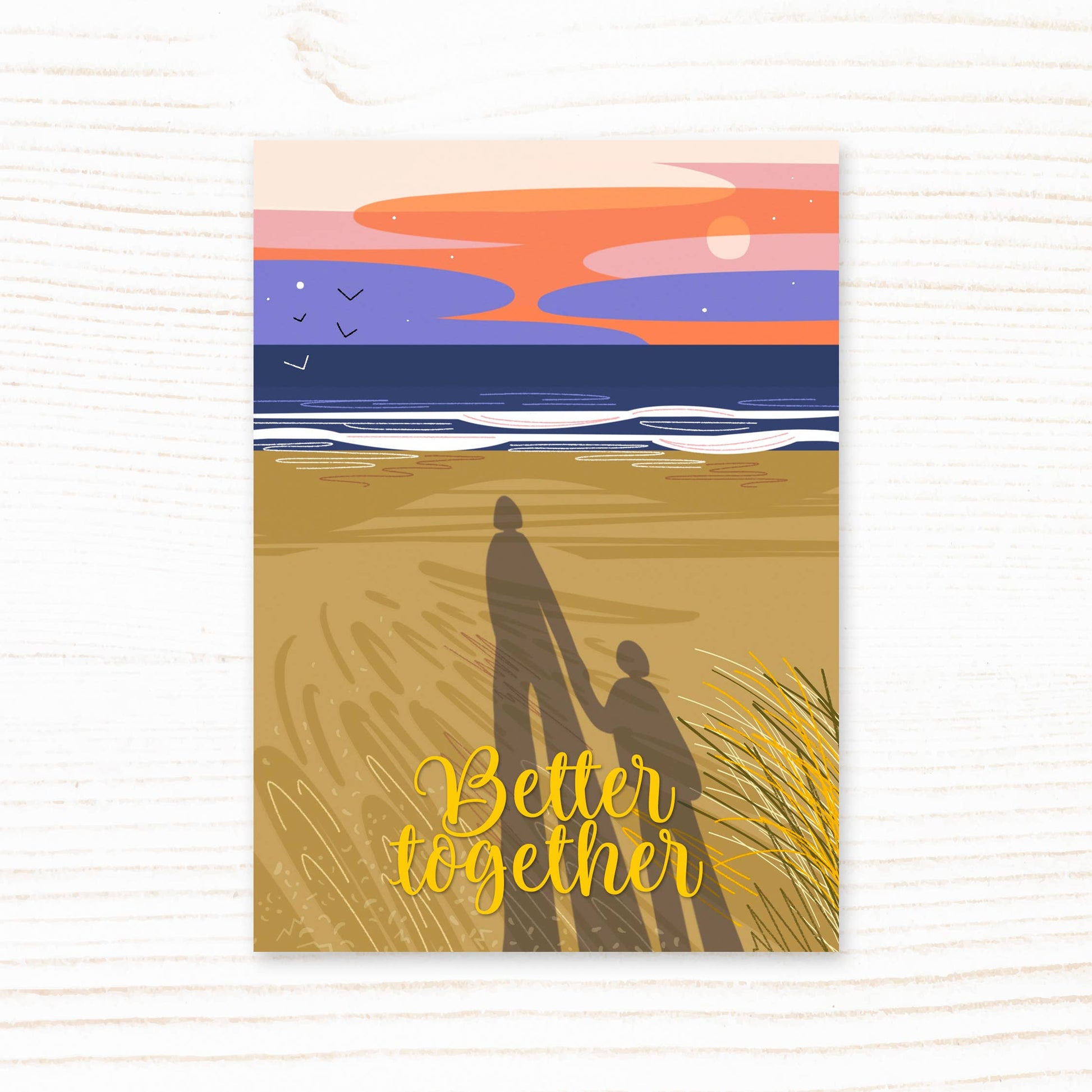 Beach Shadow Better Together Postcard