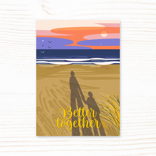 Beach Shadow Better Together Postcard
