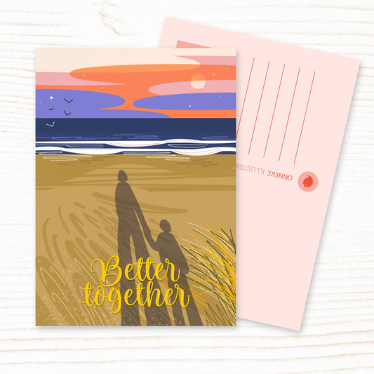 Beach Shadow Better Together Postcard
