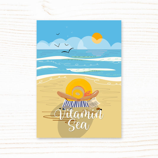 Beach Sunbathing Lady Vitamin Sea Postcard