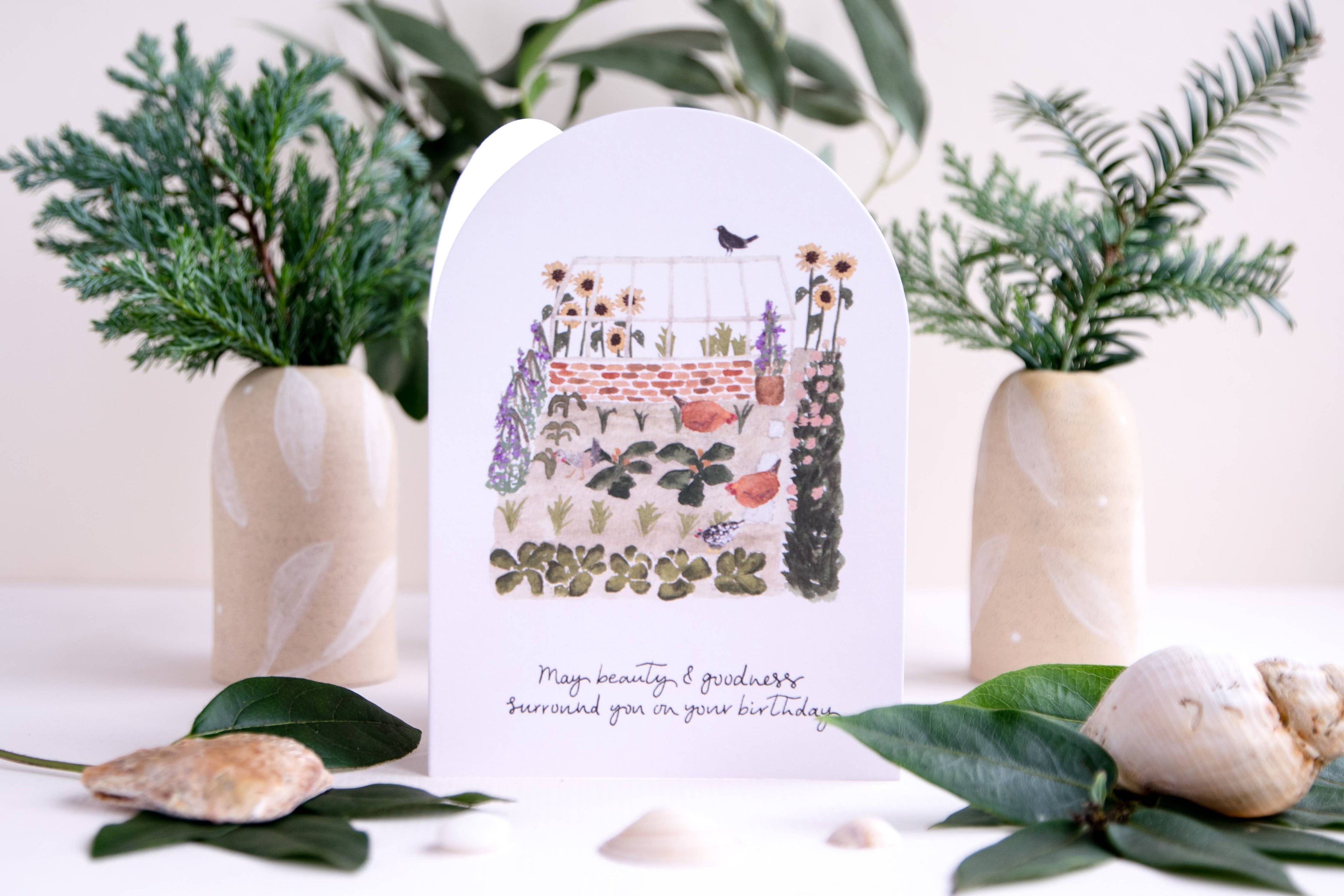 Beauty & Goodness Chicken Greenhouse Birthday Greeting Card