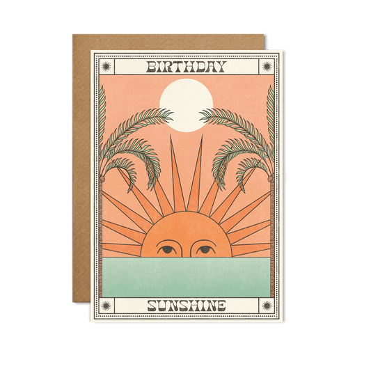 Birthday Sunshine Sunset & Palm Tree Greeting Card