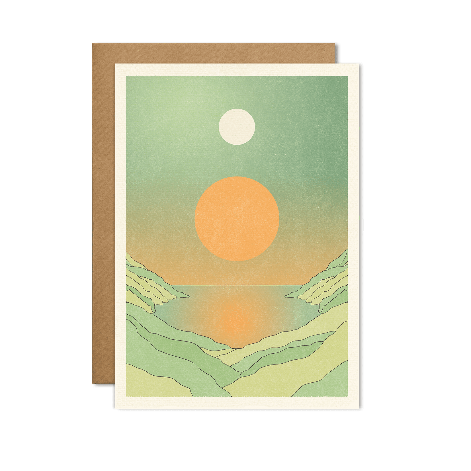 Blue Ocean Lagoon Moon & Sun Greeting Card