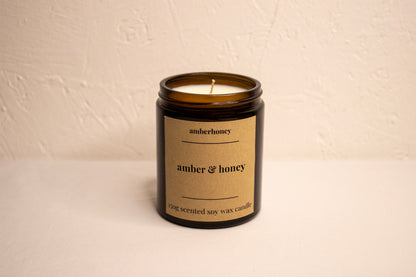 Amber & Honey Scented Soy Wax Candle