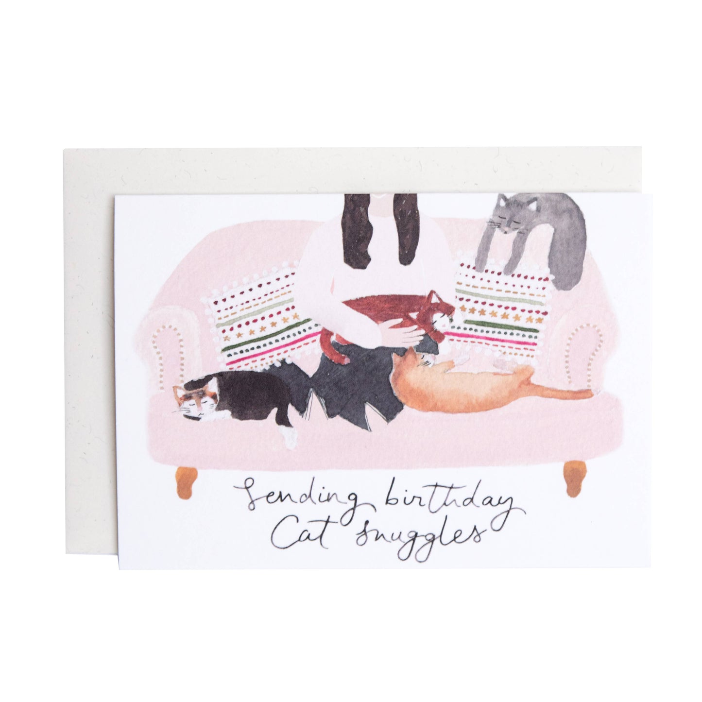 Cat Snuggles Birthday Greeting Card
