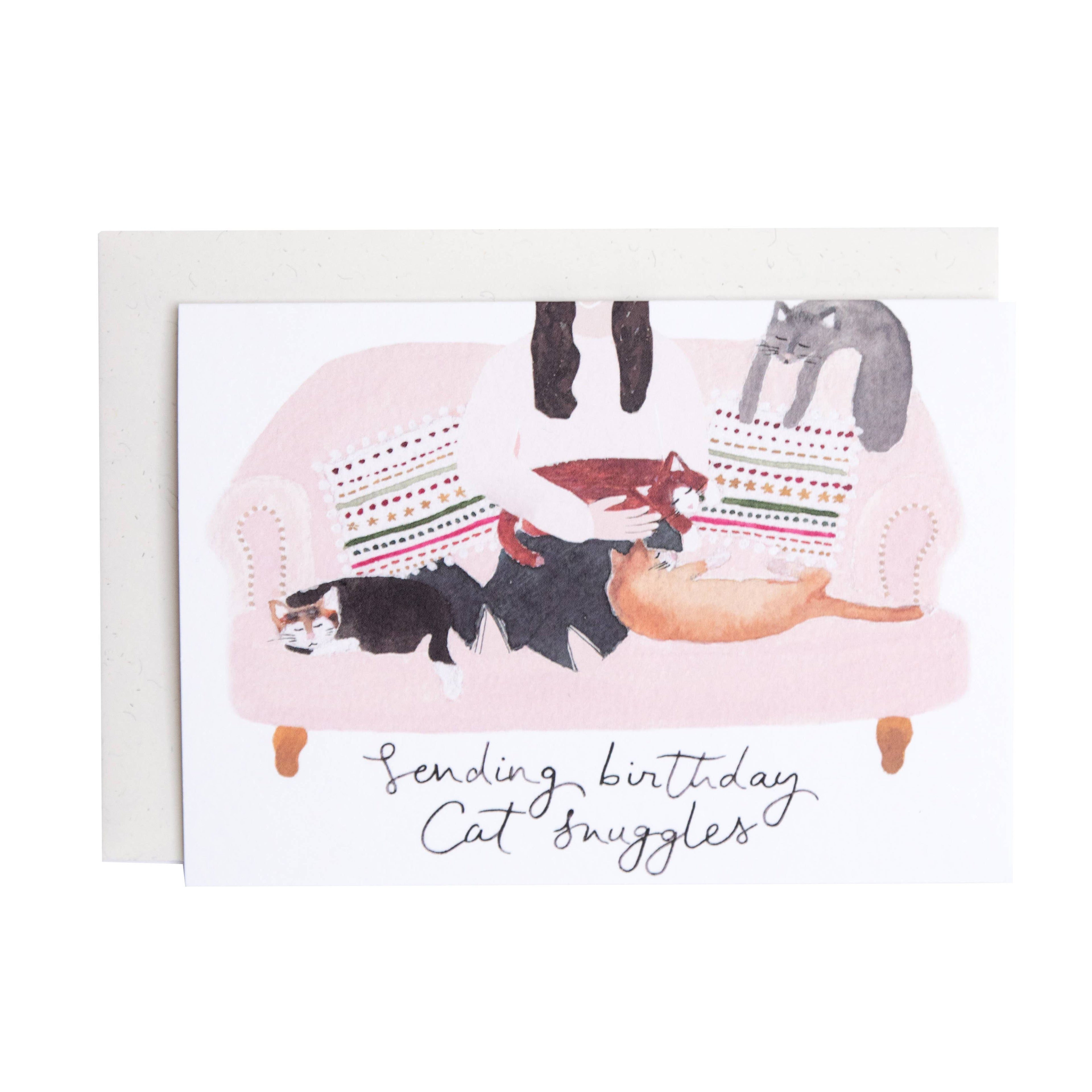 Cat Snuggles Birthday Greeting Card