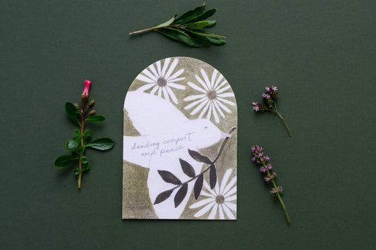 Comfort & Peace White Dove Sympathy Greeting Card