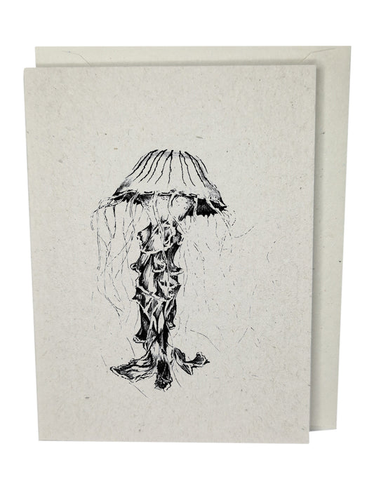 Compass Jellyfish Recycled Paper Brown Blank Greeting Card