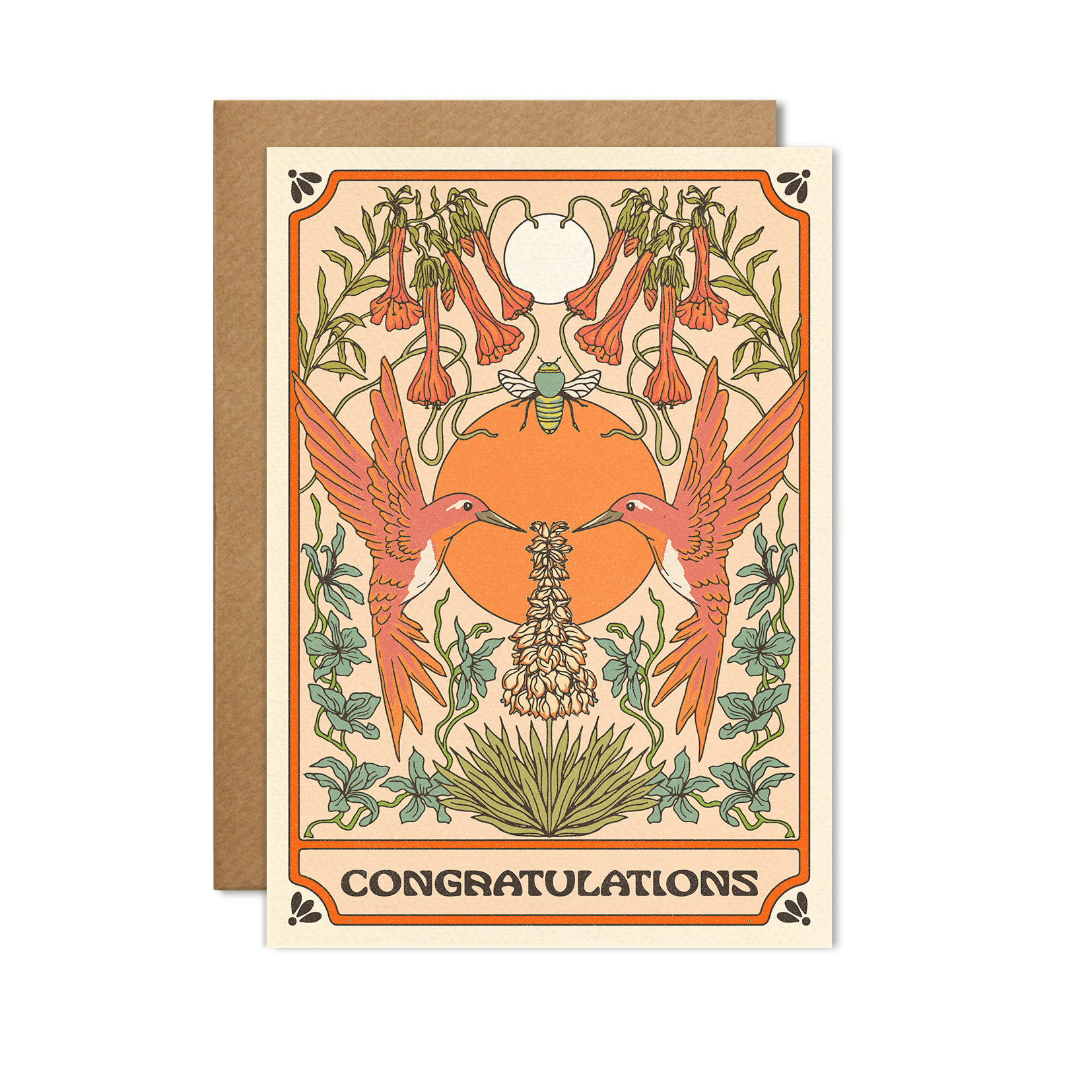 Congratulations Bird Floral Greeting Card