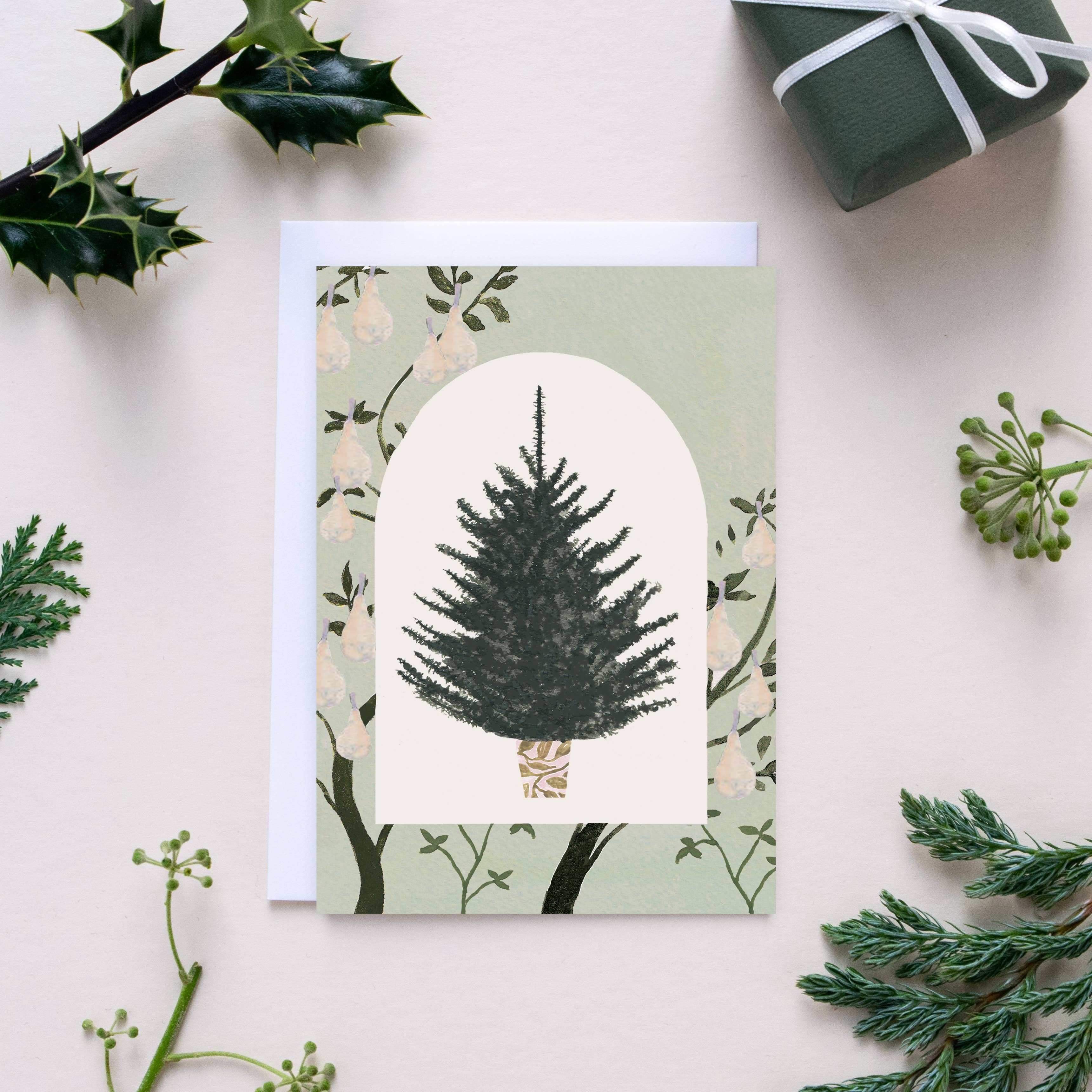 Cut Out Arch Christmas Tree Christmas Greeting Card