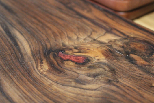 English Walnut & Red Resin Serving Chopping Board