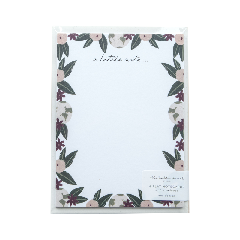 Floral Border A Little Note Notecards