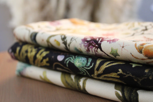 Folded Coastal Print Tea Towels