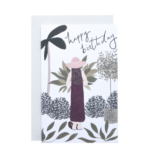 Girl Plants Birthday Greeting Card