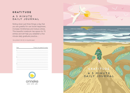 Gratitude 5 Minute Journal Coastal Beach Back
