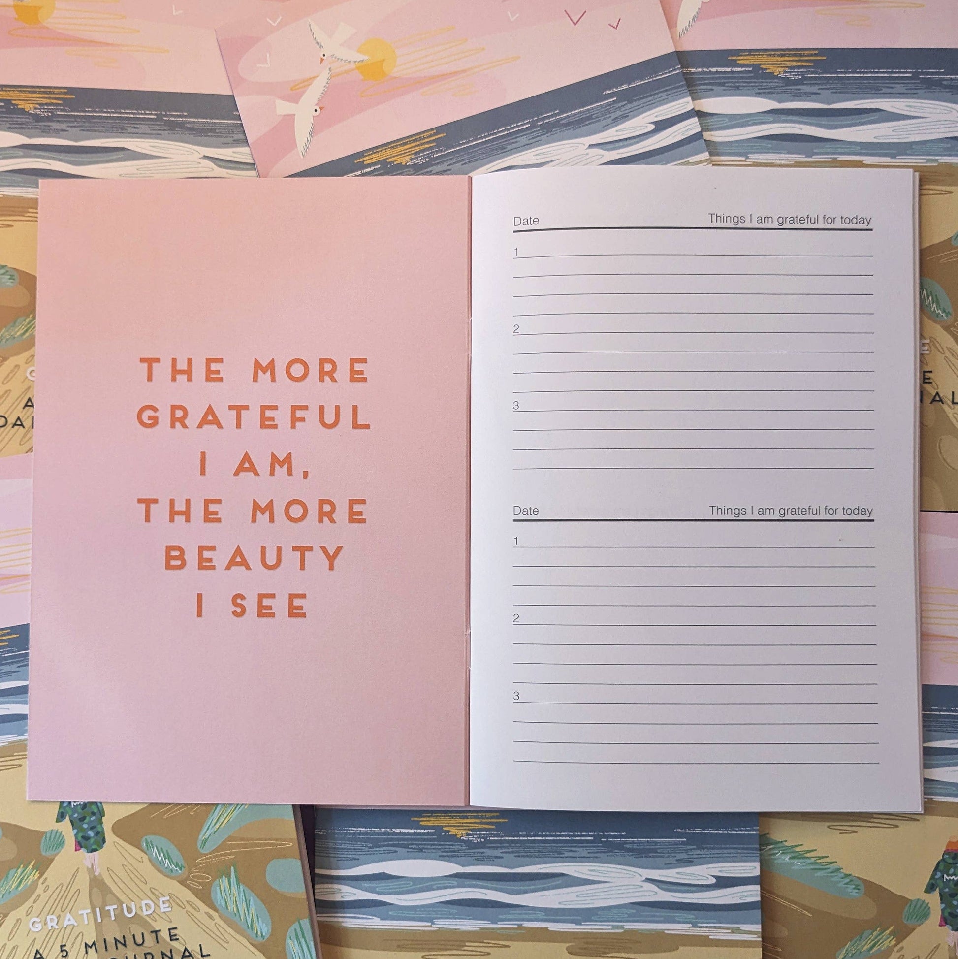 Gratitude 5 Minute Journal Coastal Beach Inside
