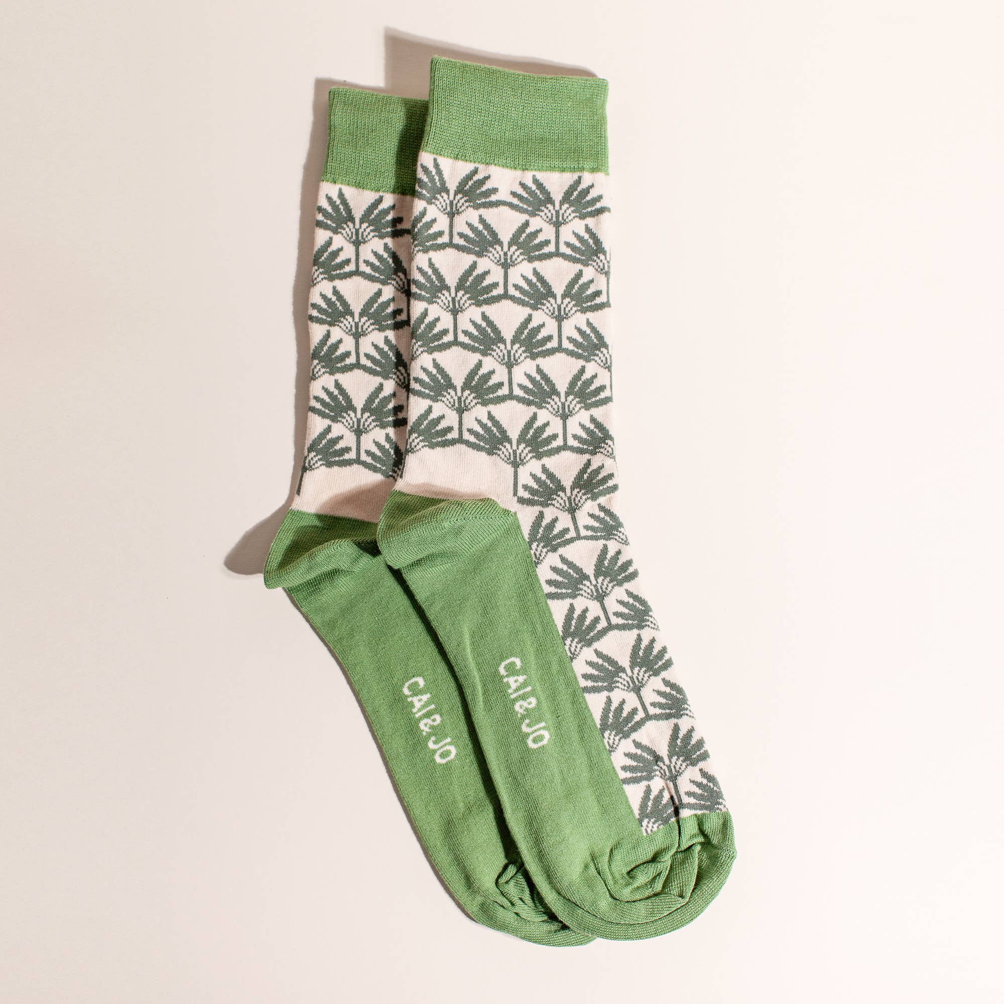 Green & White Palm Leaf Socks