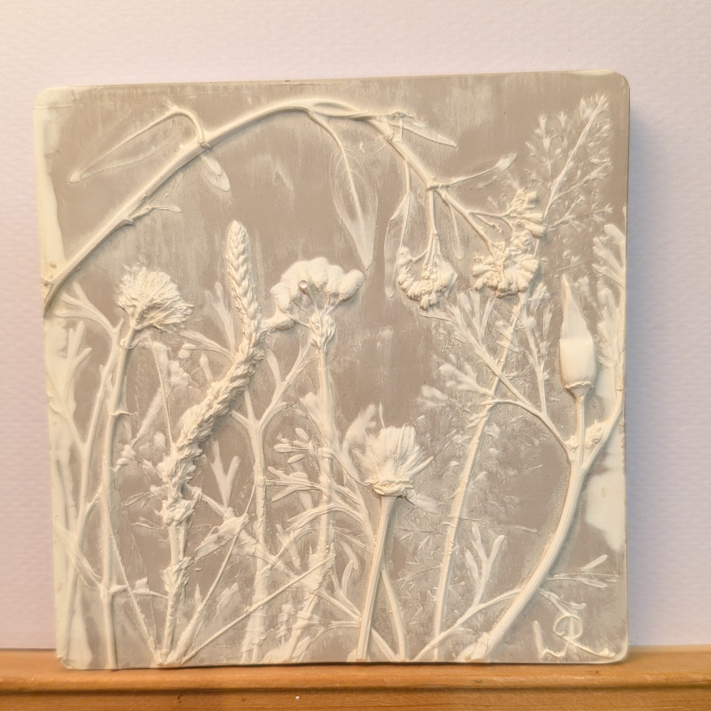 Grey Botanical Cast Tile