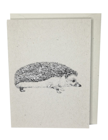 Hedgehog Recycled Paper Brown Blank Greeting Card