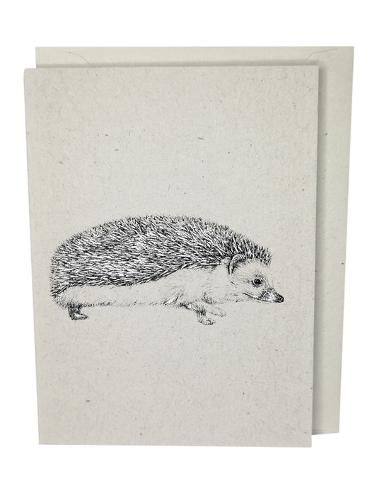 Hedgehog Recycled Paper Brown Blank Greeting Card