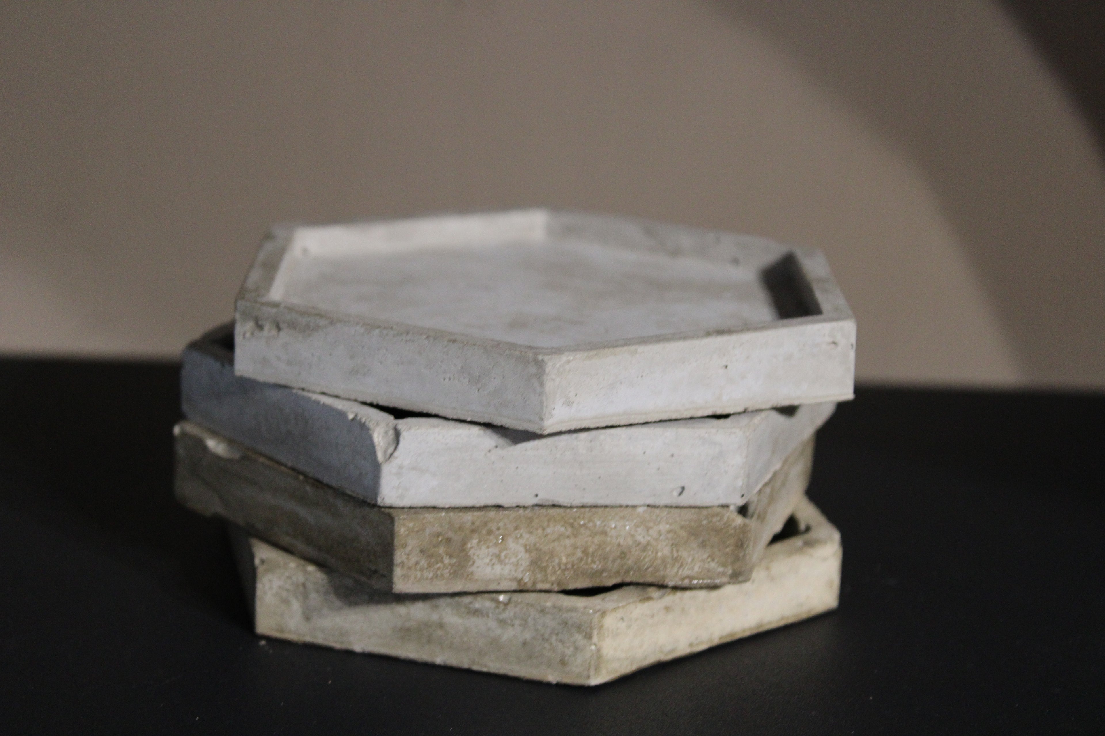 Hexagon Cement Jewellery Trinket Tray Coaster