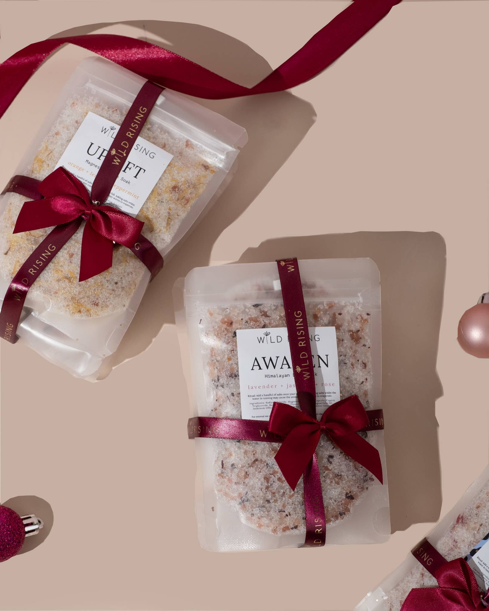 Himalayan Bath Salt Pouch Collection Gift Set With Ribbon