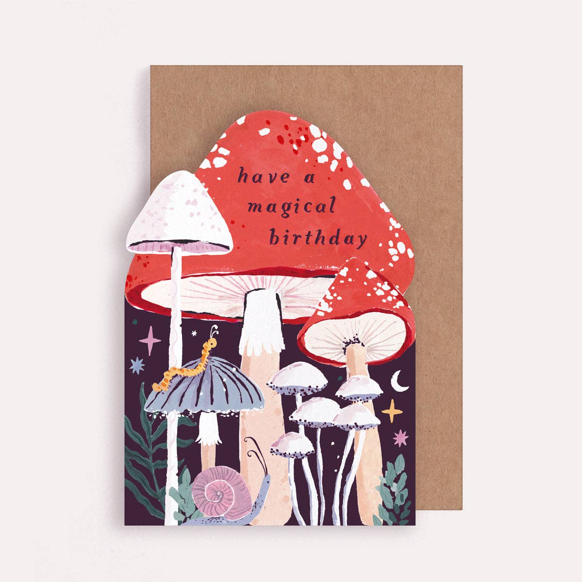 Illustrated Mushroom Shaped Birthday Greeting Card With "Have A Magical Birthday"
