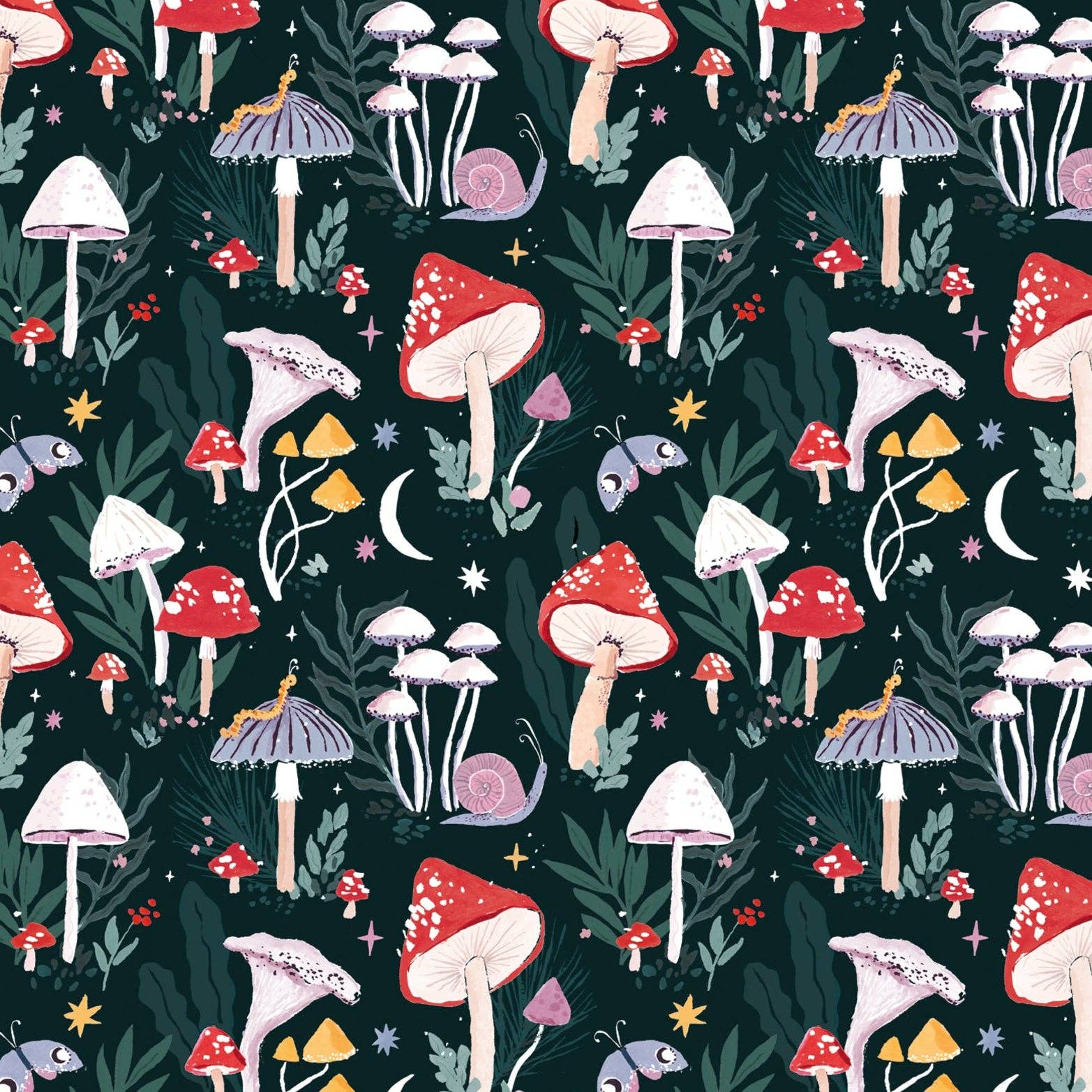 Illustrated Mushroom Woodland Wrapping Paper