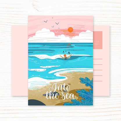 Into The Sea Swimmer Postcard