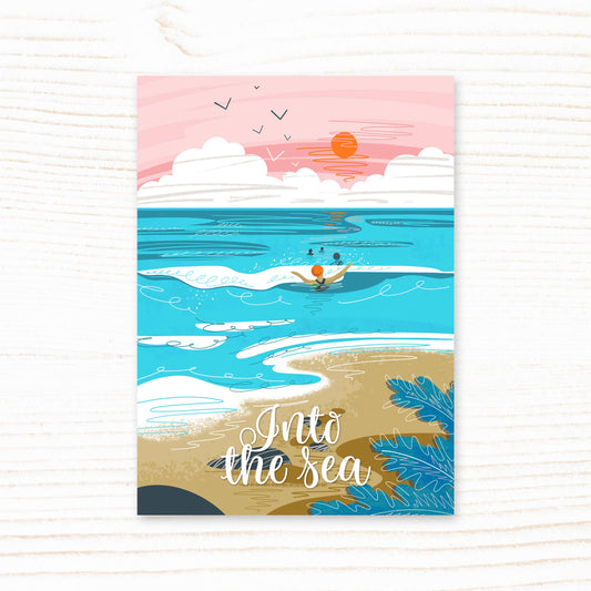 Into The Sea Swimmer Postcard