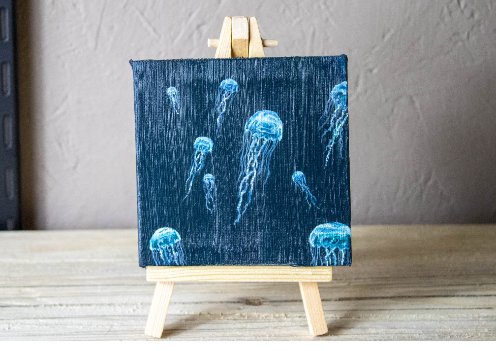 Jellyfish Original Painting With Mini Easel