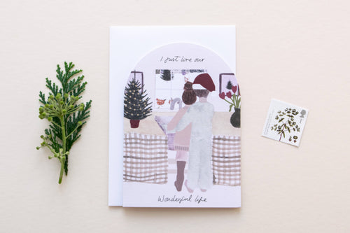 Just Love Our Wonderful Life Christmas Greeting Card With Couple In Kitchen
