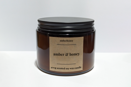 Large Amber & Honey Soy Wax 3 Wick Candle 